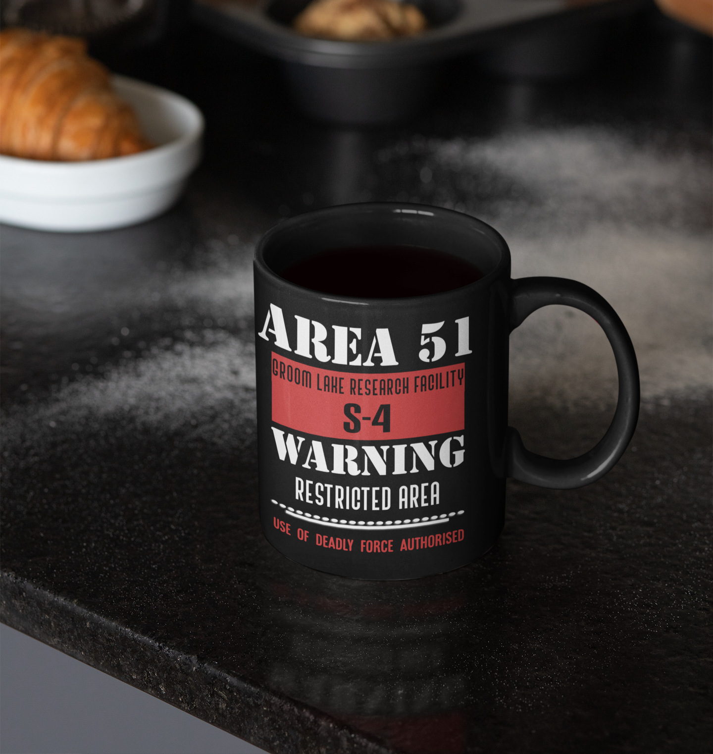 Area 51 Black Glossy Mug, Mug area 51, area 51 warning mug, Mug area 51 warning, Ufo conspiracy Mug, Mug ufo conspiracy, - McLaren Tee Hub