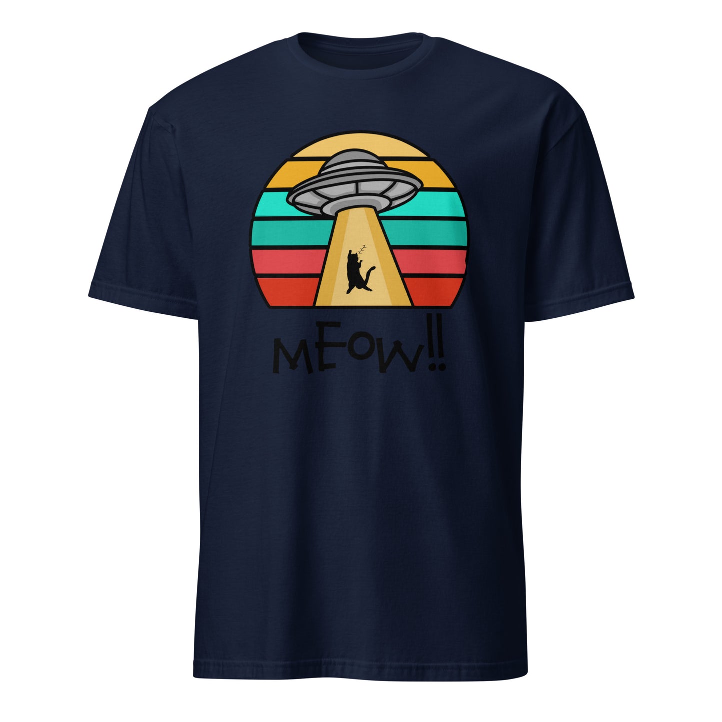 Cat Abduction UFO Unisex T-Shirt Navy