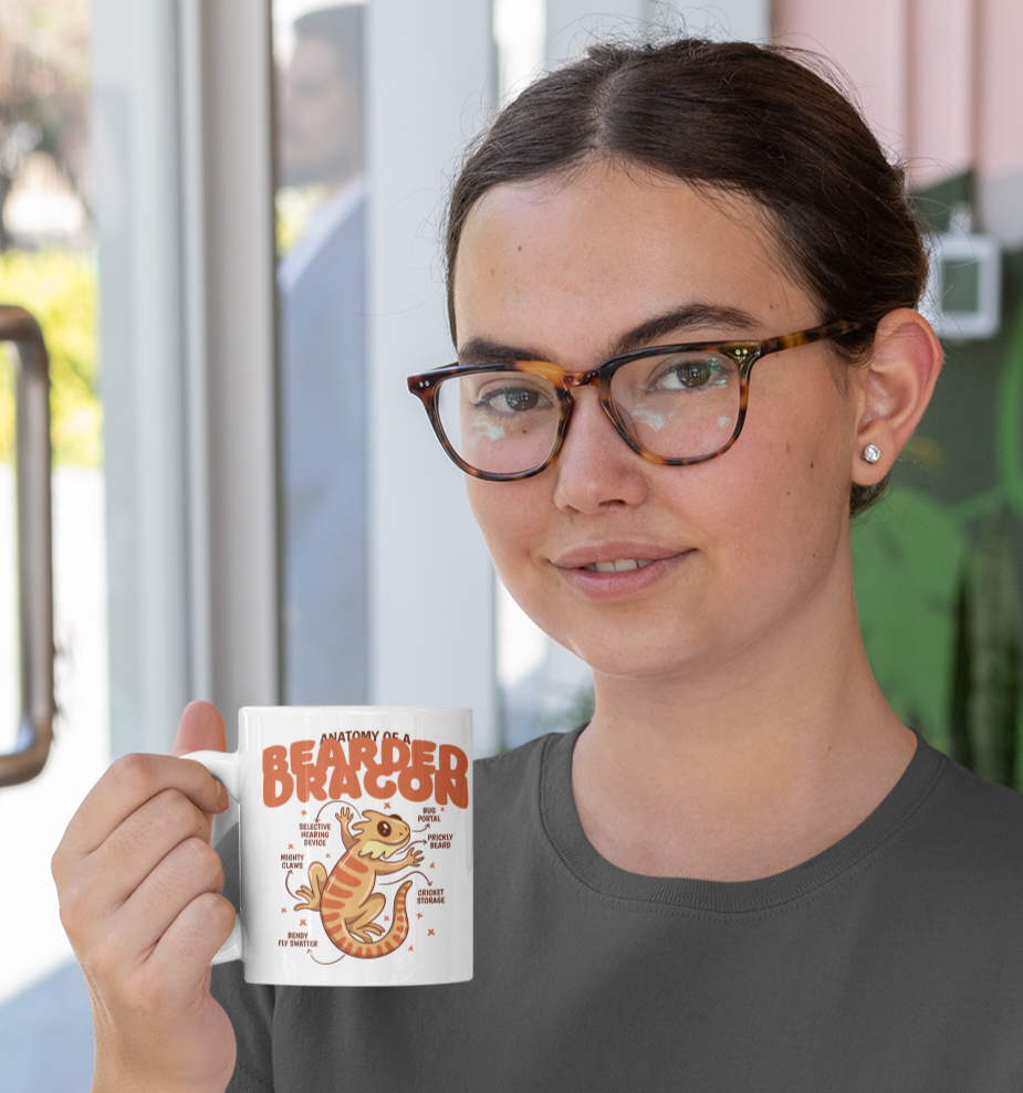 Beaded Dragon white glossy mug, Bearded Dragon mug, Bearded Dragon Coffee Mug, Mug Bearded Dragon, Reptile mug, lizard fan mug - McLaren Tee Hub