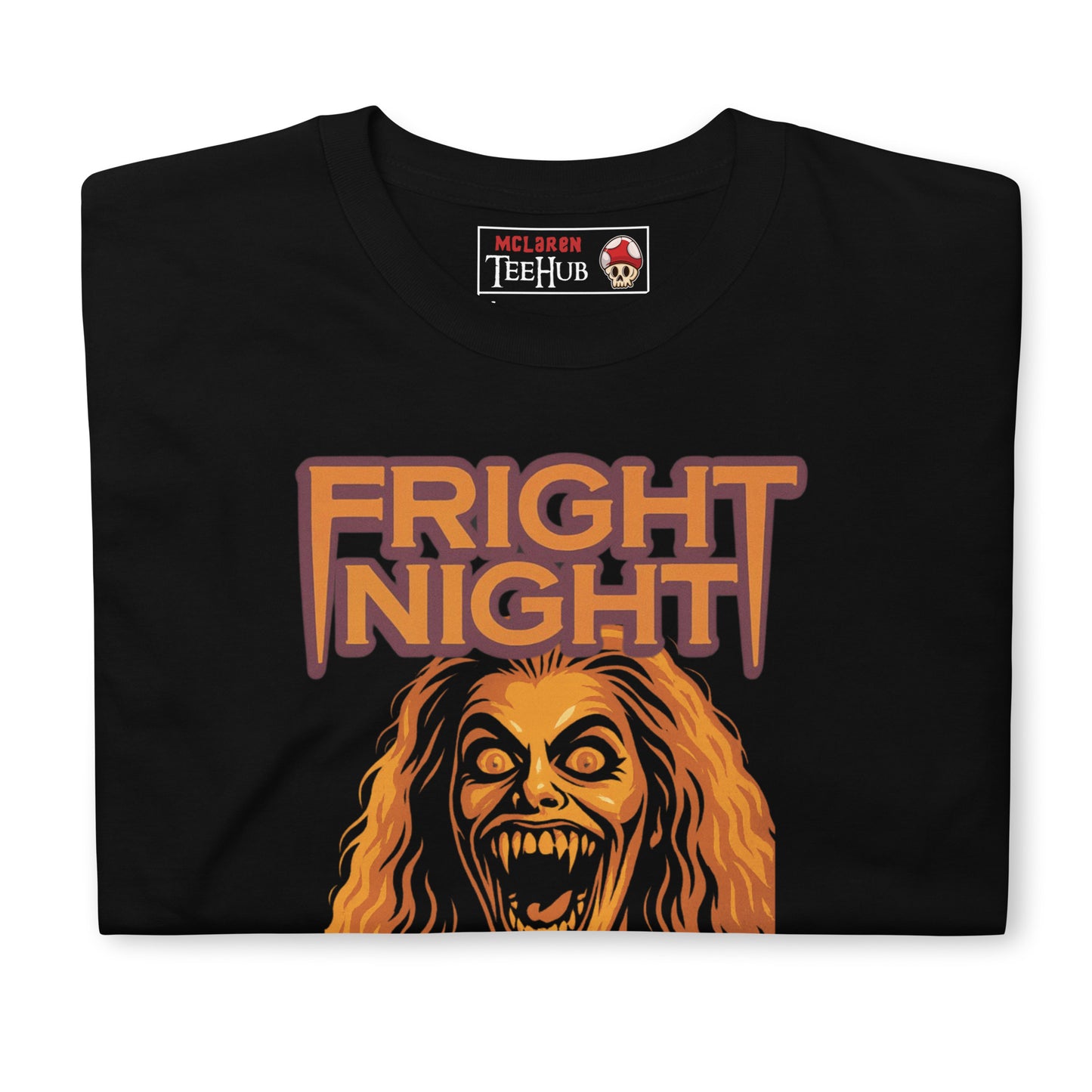 80s horror movie Fright Night T-shirt featuring Amy vampire transformation design Black