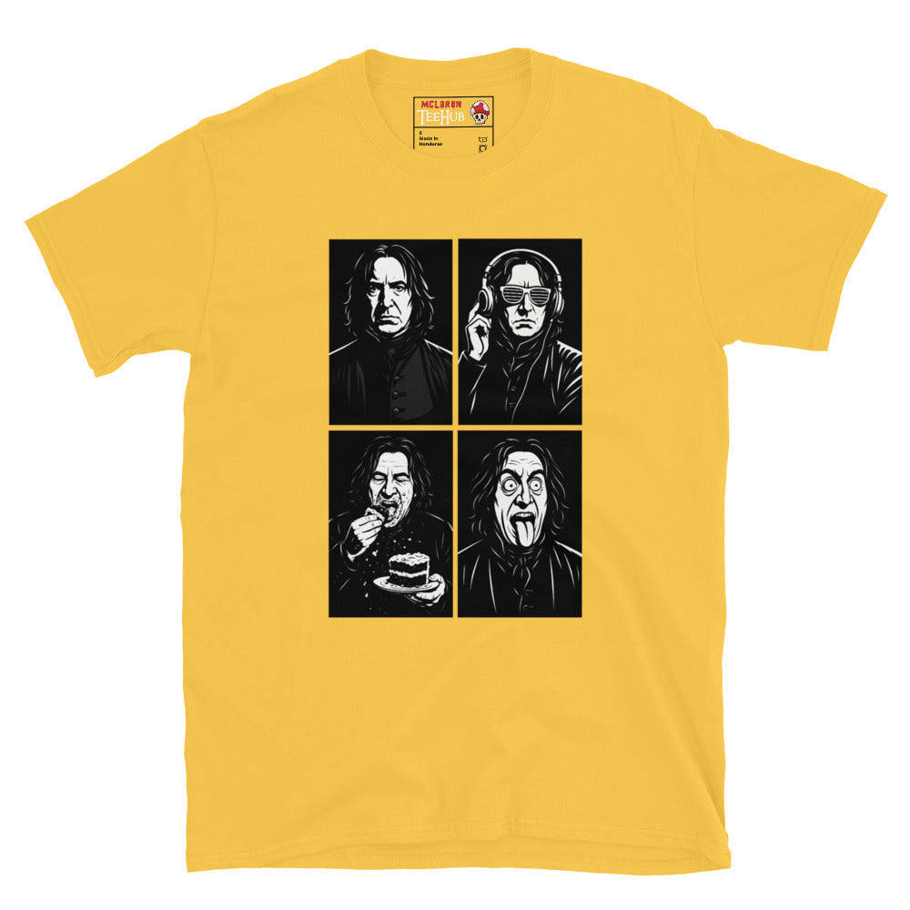 Severus Snape Funny Expressions Daisy Yellow T-Shirt – DJ, Cake, and Crazy Faces Design"