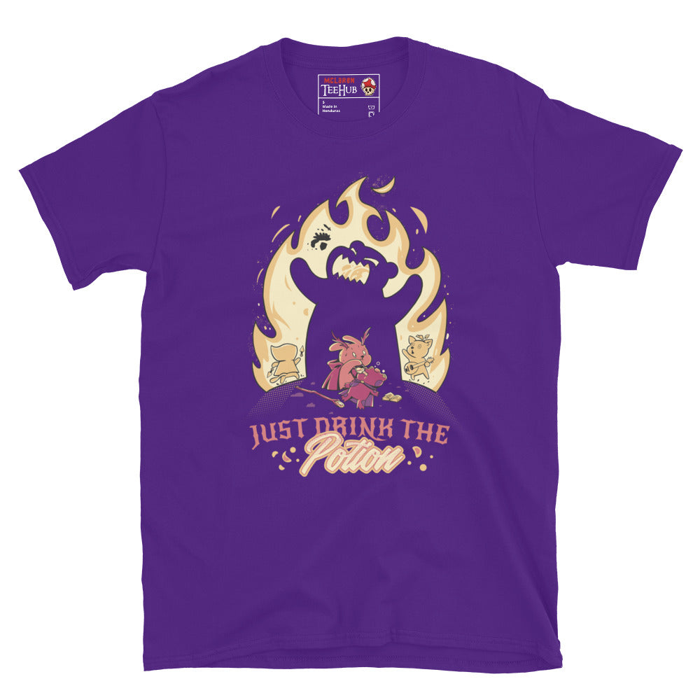 Dark fantasy cartoon villain potion shirt – purple Halloween graphic tee – McLaren TeeHub limited edition