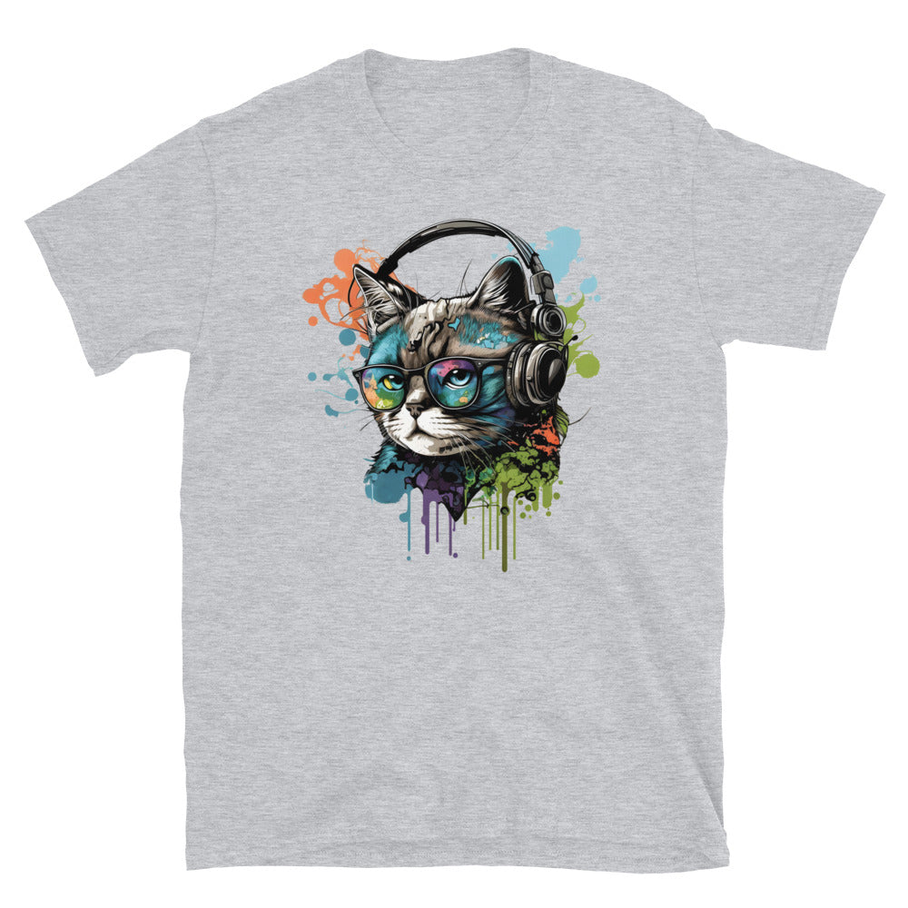 Cat dj headphones t-shirt