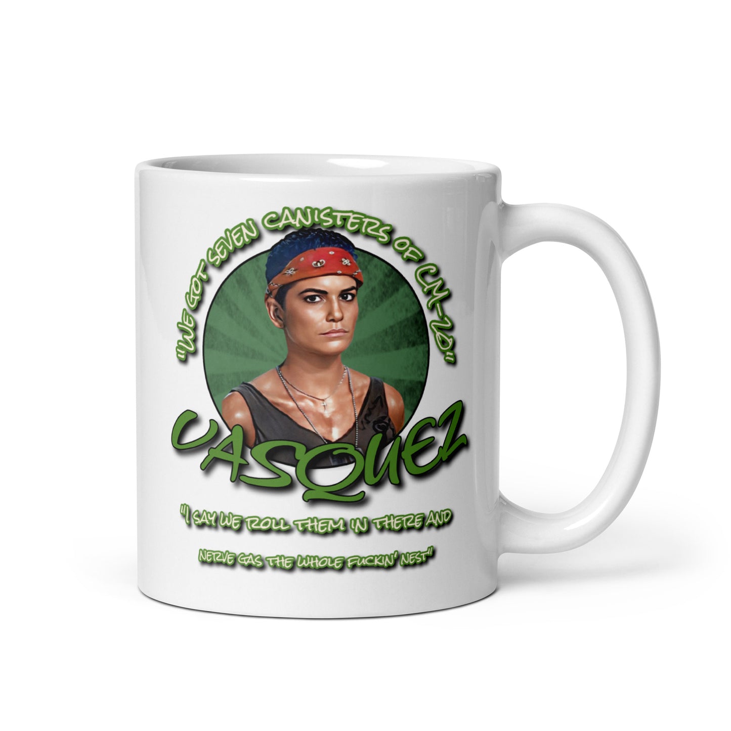 Vasquez Aliens White Glossy Mug, Vasquez Aliens Mug, Mug Vasquez Aliens, Aliens Mug, Mug Aliens, Horror movie mug, 80s movie mug, - McLaren Tee Hub