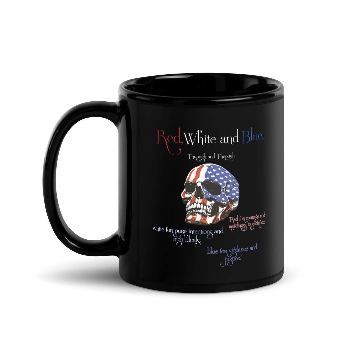 American flag Black Glossy Mug, red white and blue 11oz