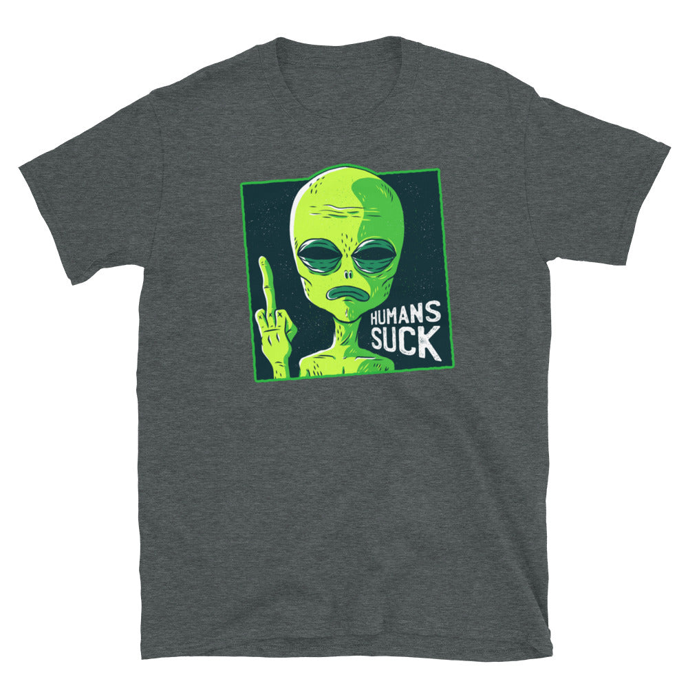Humans Suck, Alien T-Shirt Dark Heather