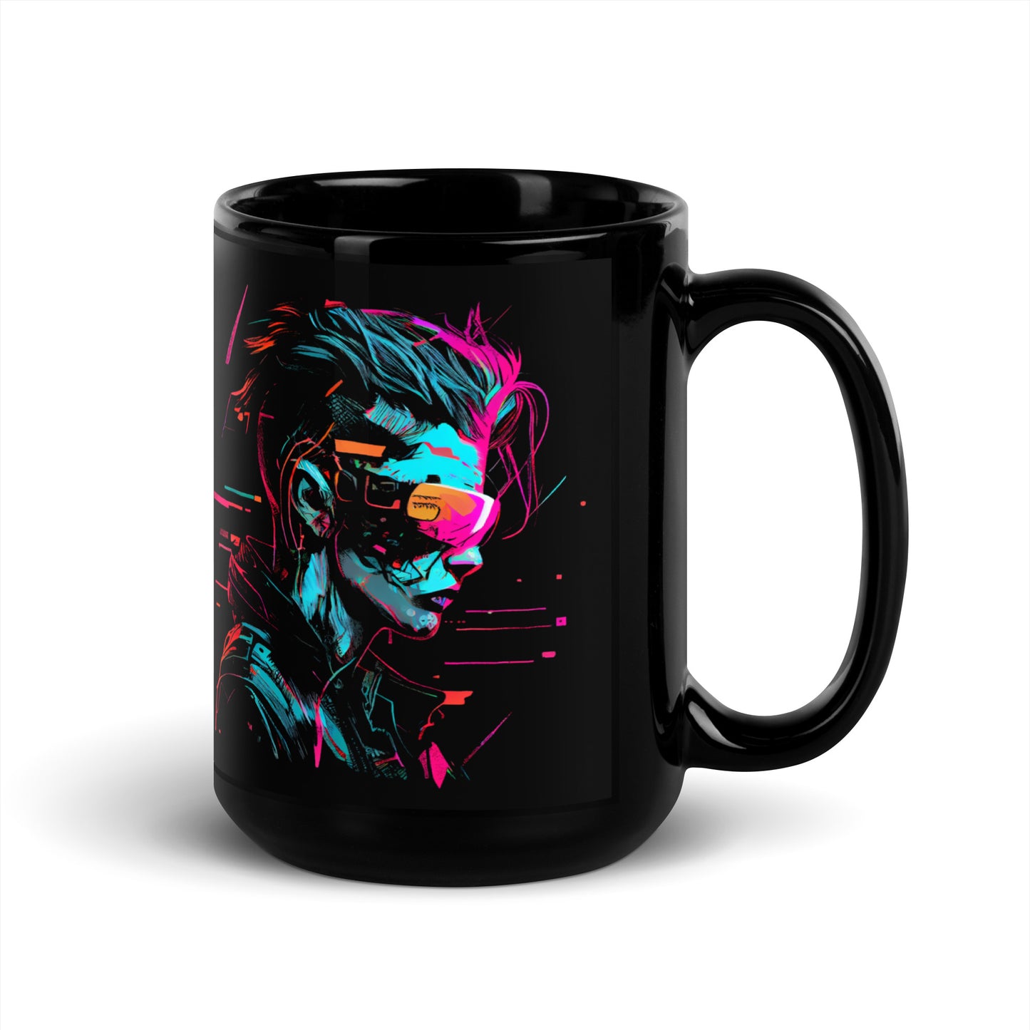 Retro Neon Girl Black Glossy Mug, Retro Neon Girl Mug, Mug retro Neon Girl, Girl image mug, Mug Girl image, Neon Girl image mug, - McLaren Tee Hub
