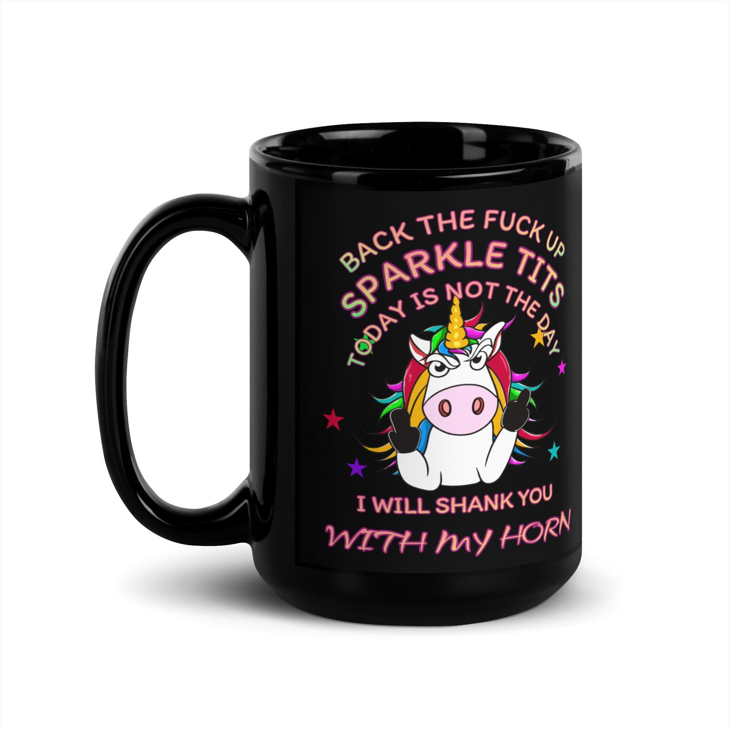 Unicorn Funny Black Mug