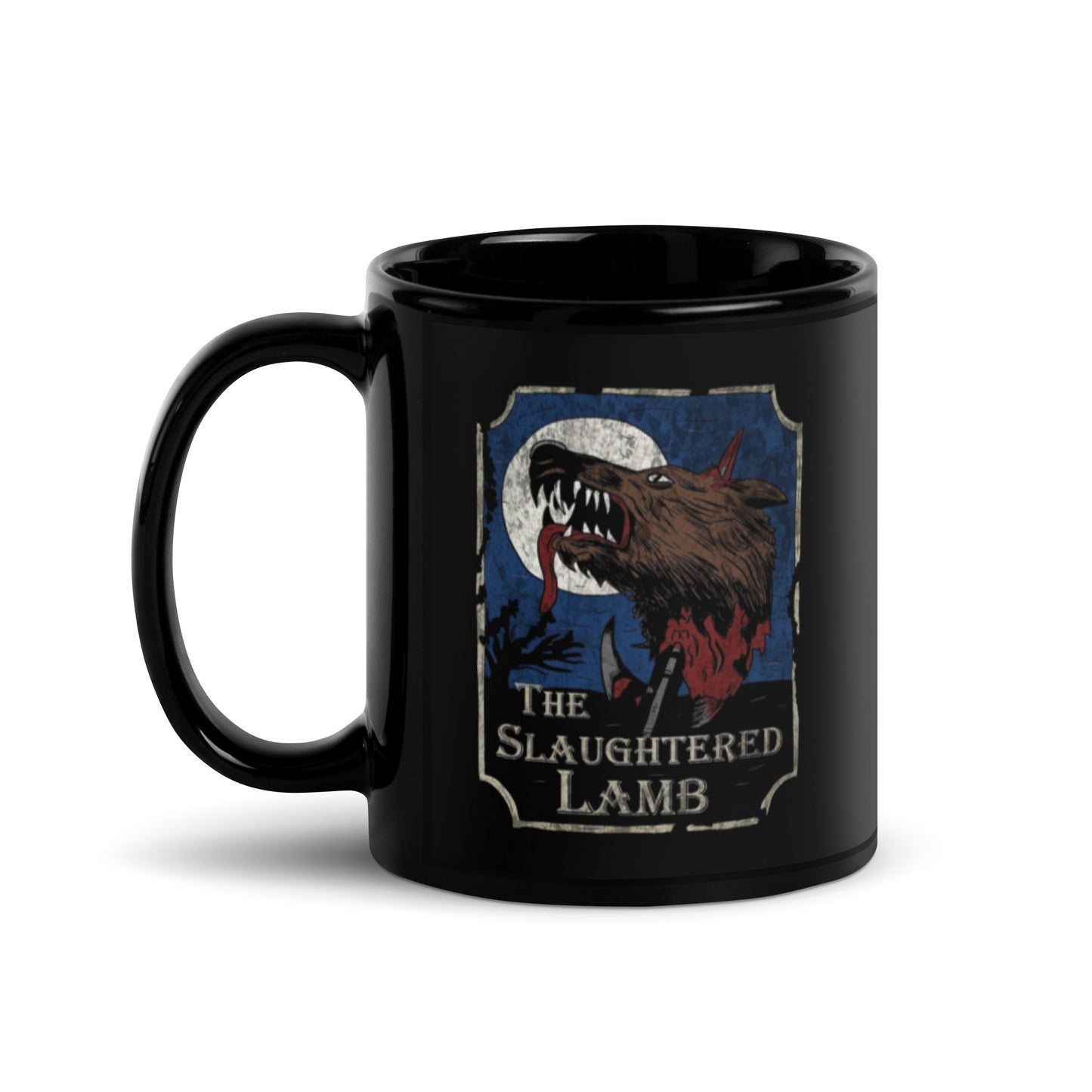 American werewolf in London Black Glossy Mug, Mug American werewolf in London, the Slaughtered lamb t-shirt, Horror movie mugs, - McLaren Tee Hub