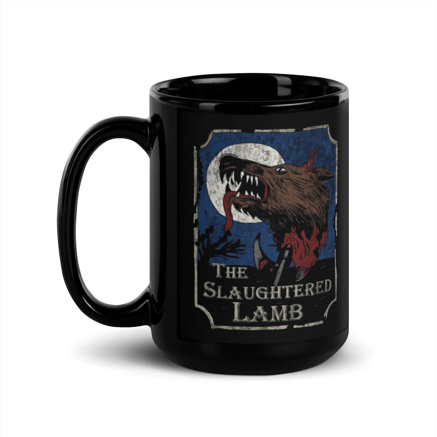 American werewolf in London Black Glossy Mug, Mug American werewolf in London, the Slaughtered lamb t-shirt, Horror movie mugs, - McLaren Tee Hub