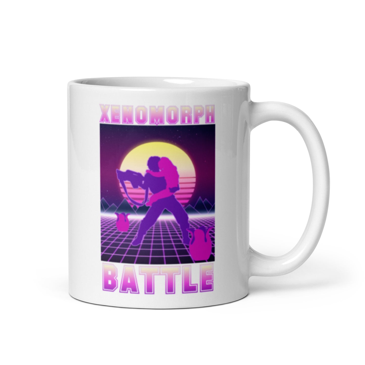 Aliens Movie 80s style white glossy mug, mug Aliens Movie 80s style, aliens, xenomorph mug, mug xenomorph, Lv426,Ripley,facehugger - McLaren Tee Hub