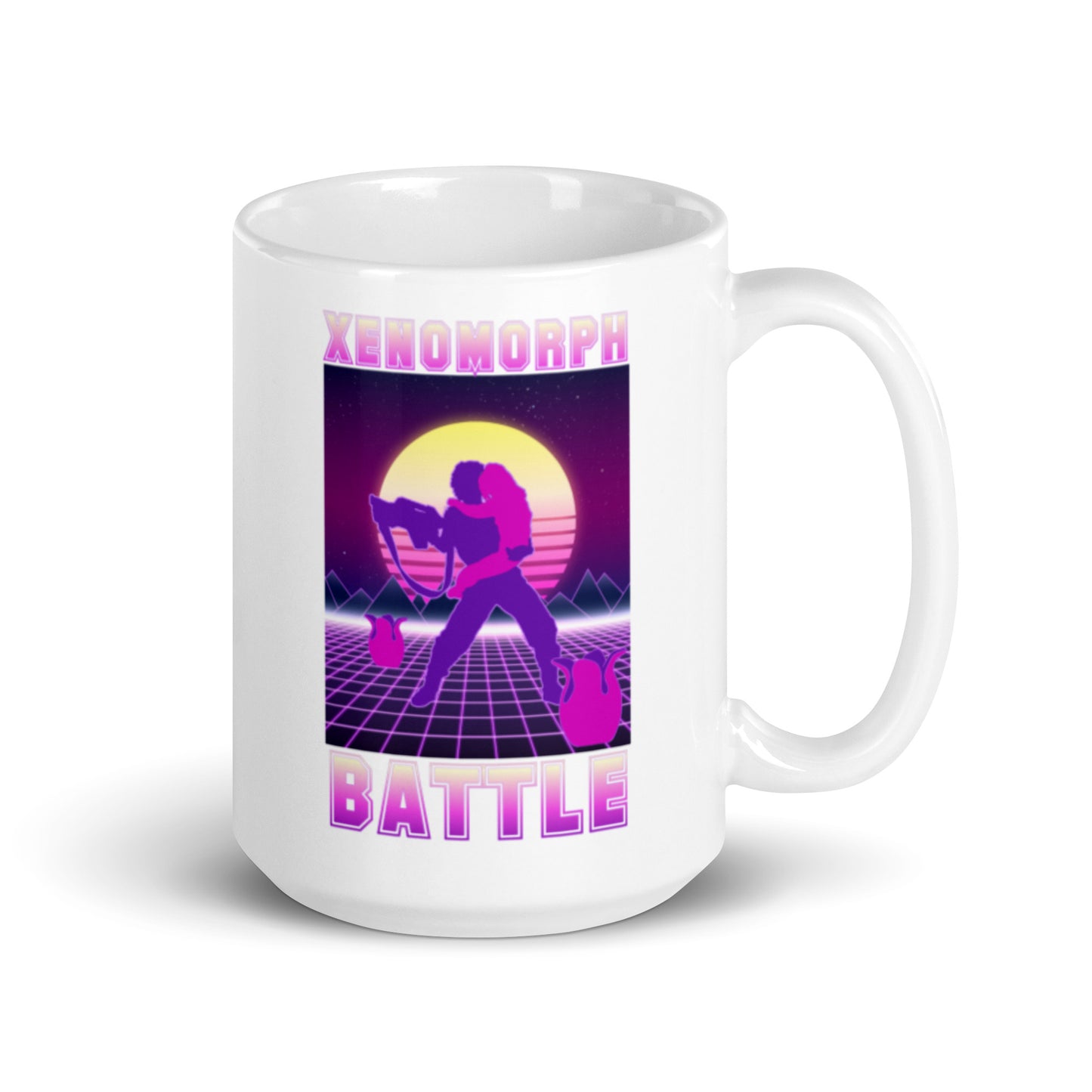 Aliens Movie 80s style white glossy mug, mug Aliens Movie 80s style, aliens, xenomorph mug, mug xenomorph, Lv426,Ripley,facehugger - McLaren Tee Hub