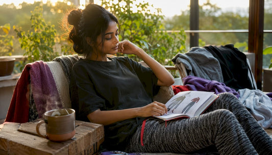 Woman selecting comfortable clothes for movie marathon