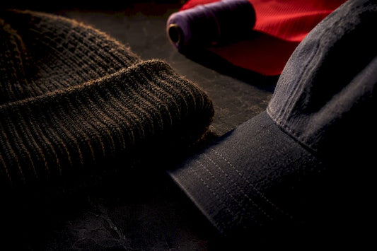 Cropped beanie cuff and dad hat brim