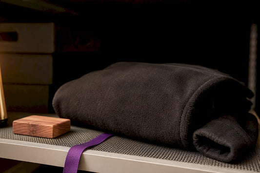 Folded hoodie stored safely in closet