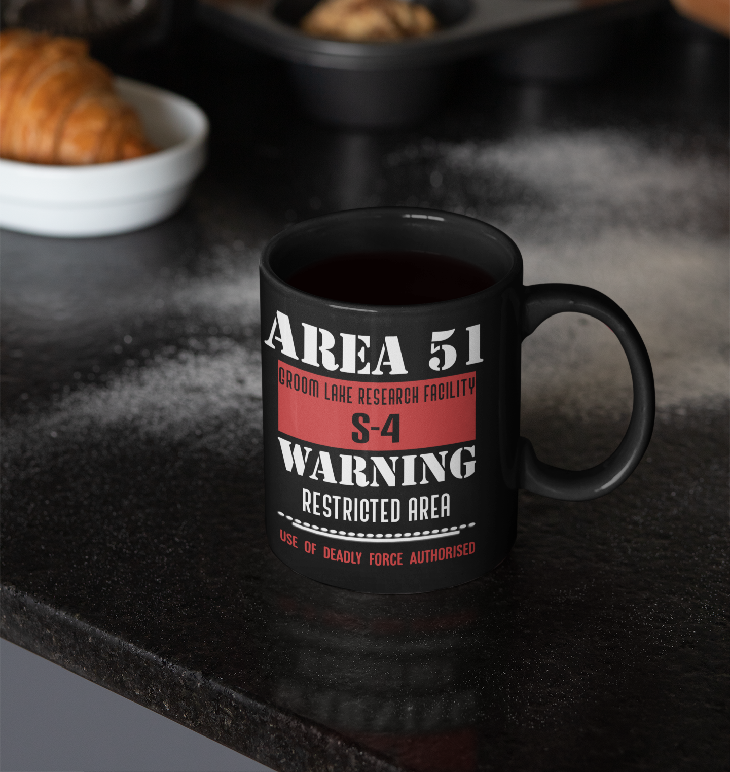 Area 51 Black Glossy Mug, Mug area 51, area 51 warning mug, Mug area 51 warning, Ufo conspiracy Mug, Mug ufo conspiracy, - McLaren Tee Hub 