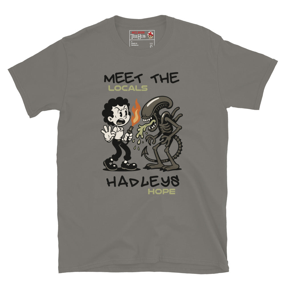 Aliens Movie "Meet the Locals" T-Shirt Charcoal 