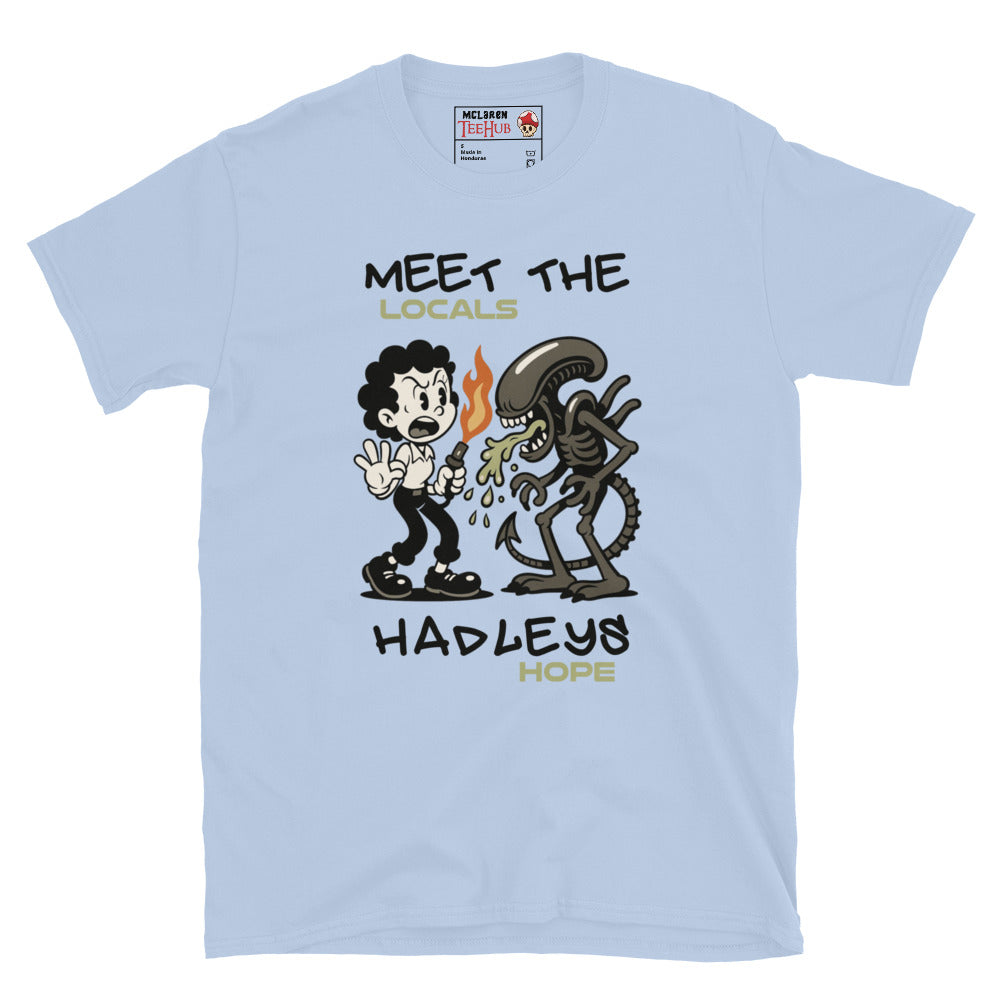 Aliens Movie "Meet the Locals" T-Shirt Light Blue