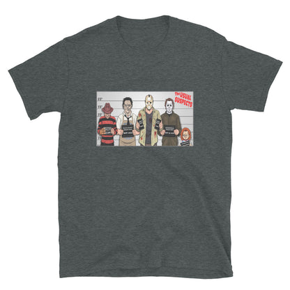 Horror Movie Usual Suspects Unisex T-Shirt Dark Heather 