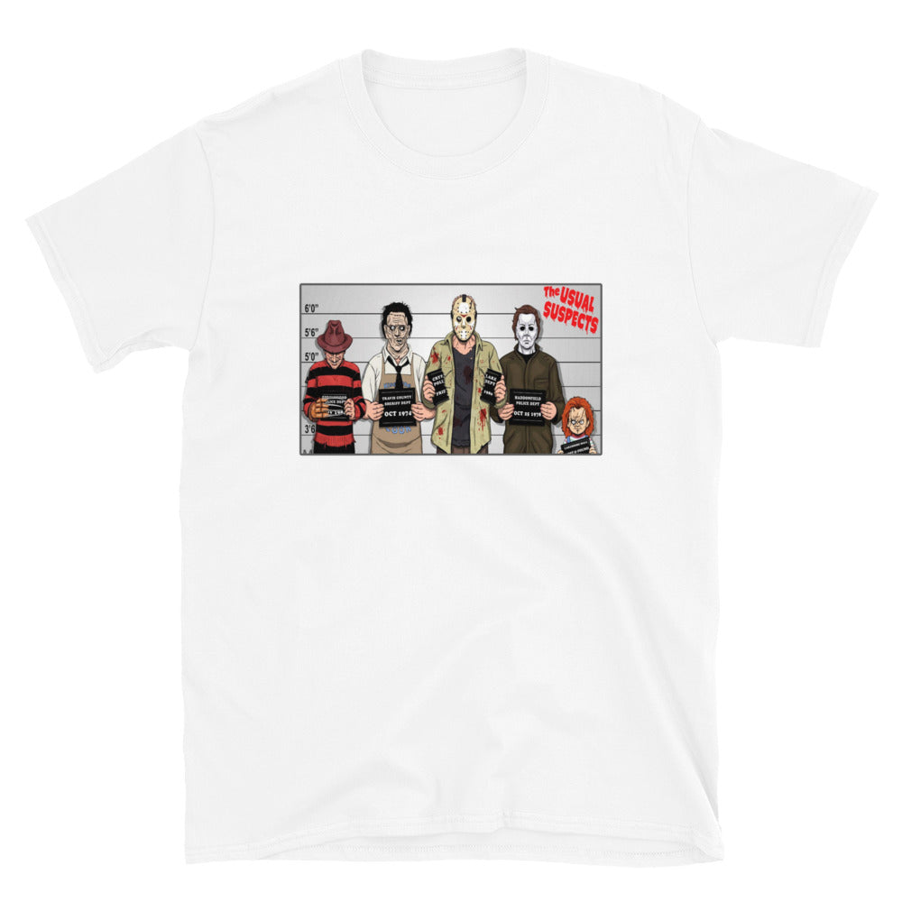 Horror Movie Usual Suspects Unisex T-Shirt White