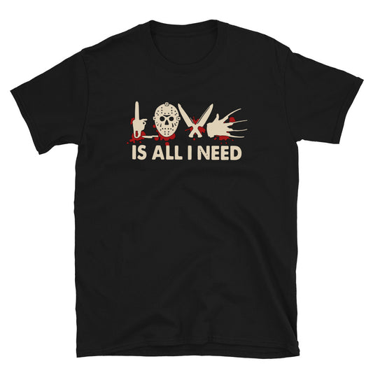 Horror movies t-shirt, Halloween is all i need Black