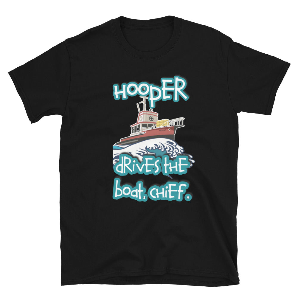 Graphic T-shirt featuring the iconic Orca boat from the 1975 Jaws movie