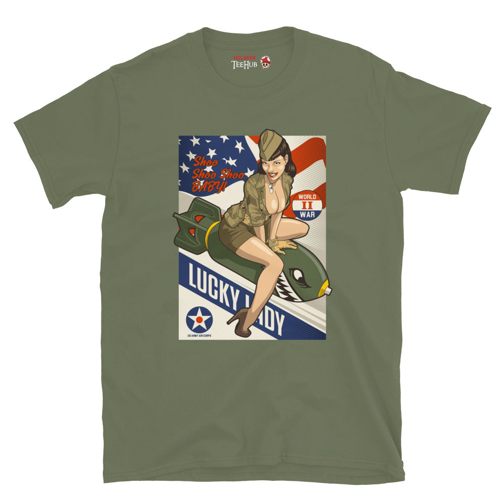 Lucky Lady Pin-up T-Shirt Military Green 