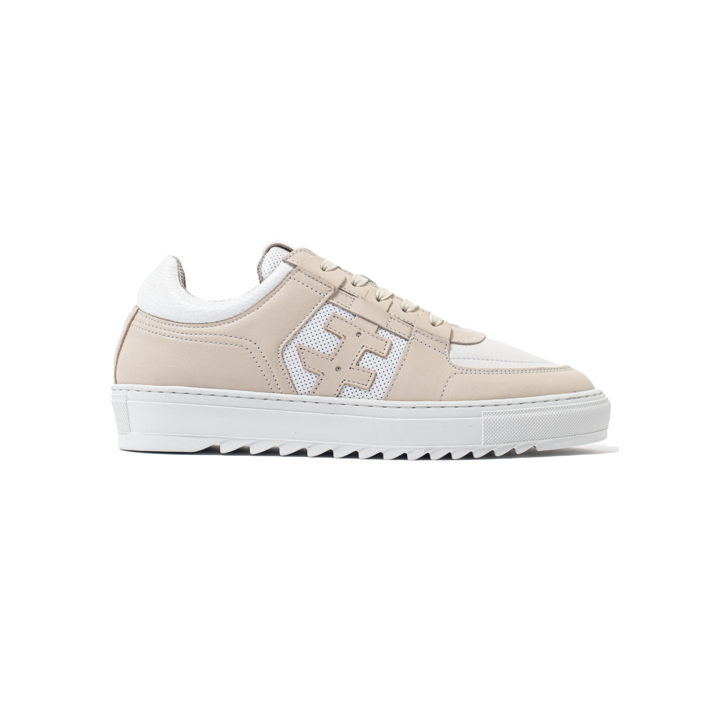 Beige sneaker with white sole on a white background
