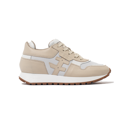 Beige and white sneaker on a white background