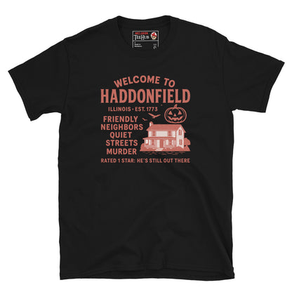 "Welcome To Haddonfield" Halloween Movie T-Shirt Black