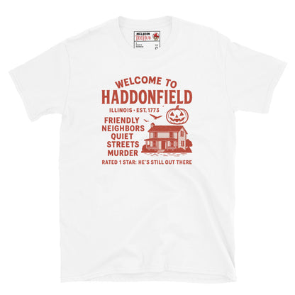 "Welcome To Haddonfield" Halloween Movie T-Shirt White