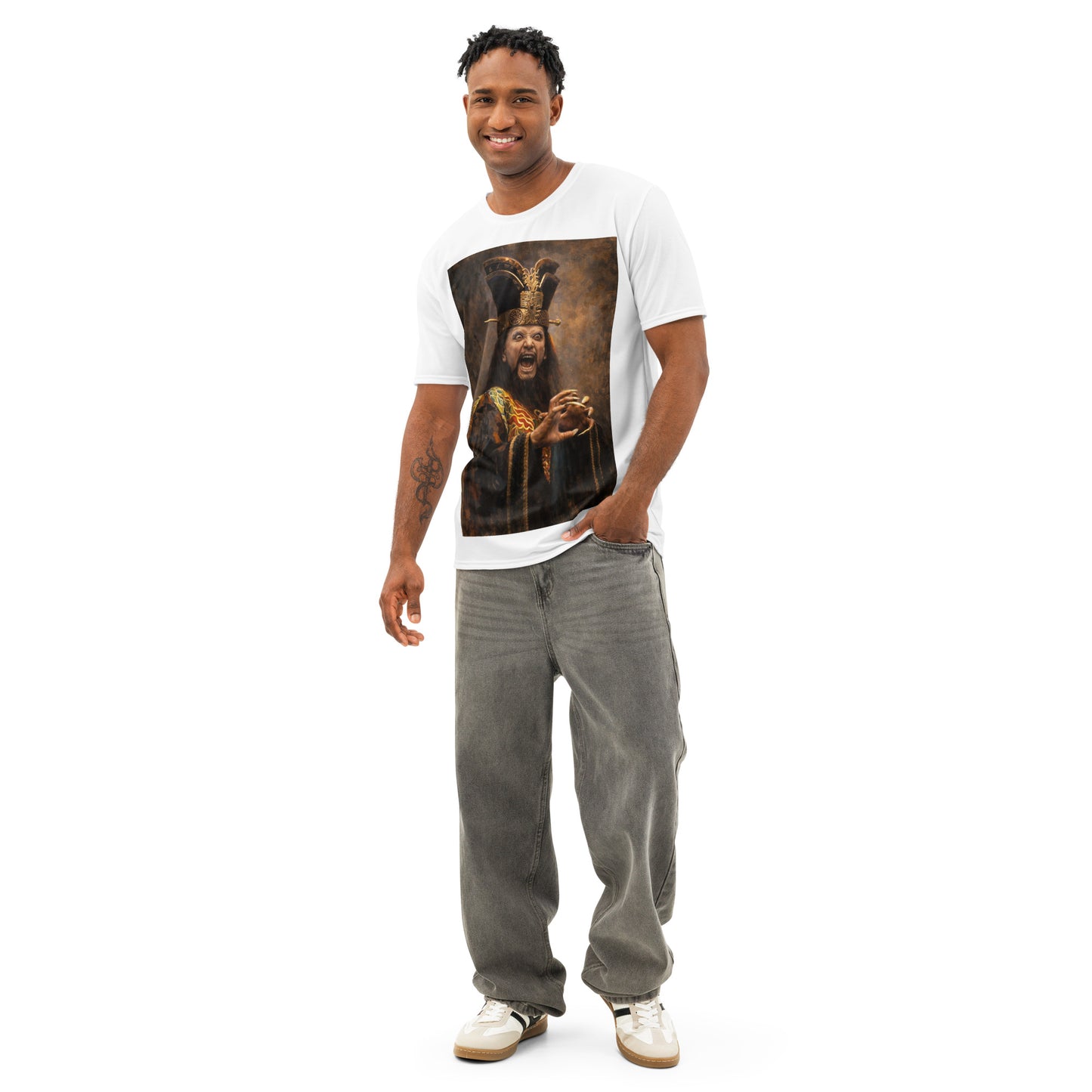 Lo Pan portrait graphic t-shirt inspired by Big Trouble in Little China featuring the legendary supernatural villain in a dramatic fantasy artwork style. 3