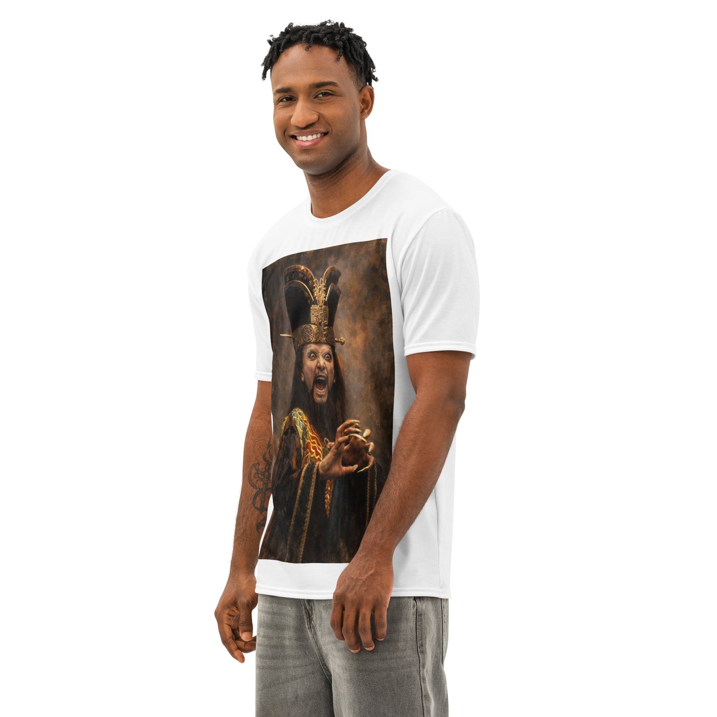 Lo Pan portrait graphic t-shirt inspired by Big Trouble in Little China featuring the legendary supernatural villain in a dramatic fantasy artwork style. 2