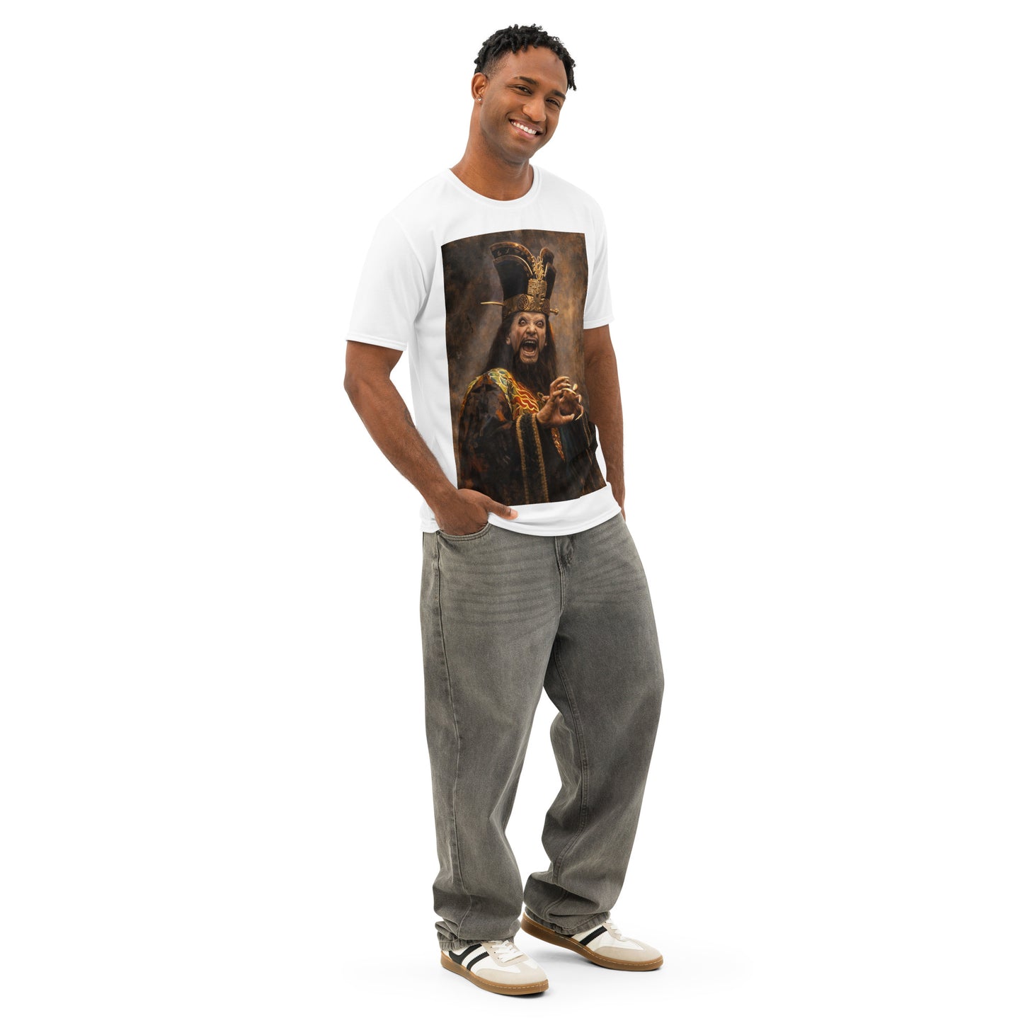 Lo Pan portrait graphic t-shirt inspired by Big Trouble in Little China featuring the legendary supernatural villain in a dramatic fantasy artwork style. 1