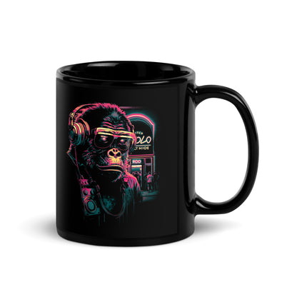 Ape Dj Black Glossy Mug, Ape Dj Mug, Ape Mug, Monkey Mug, Monkey Dj Mug, Hip Hop Ape Mug, Hip Hop Monkey Mug, coffee mugs,