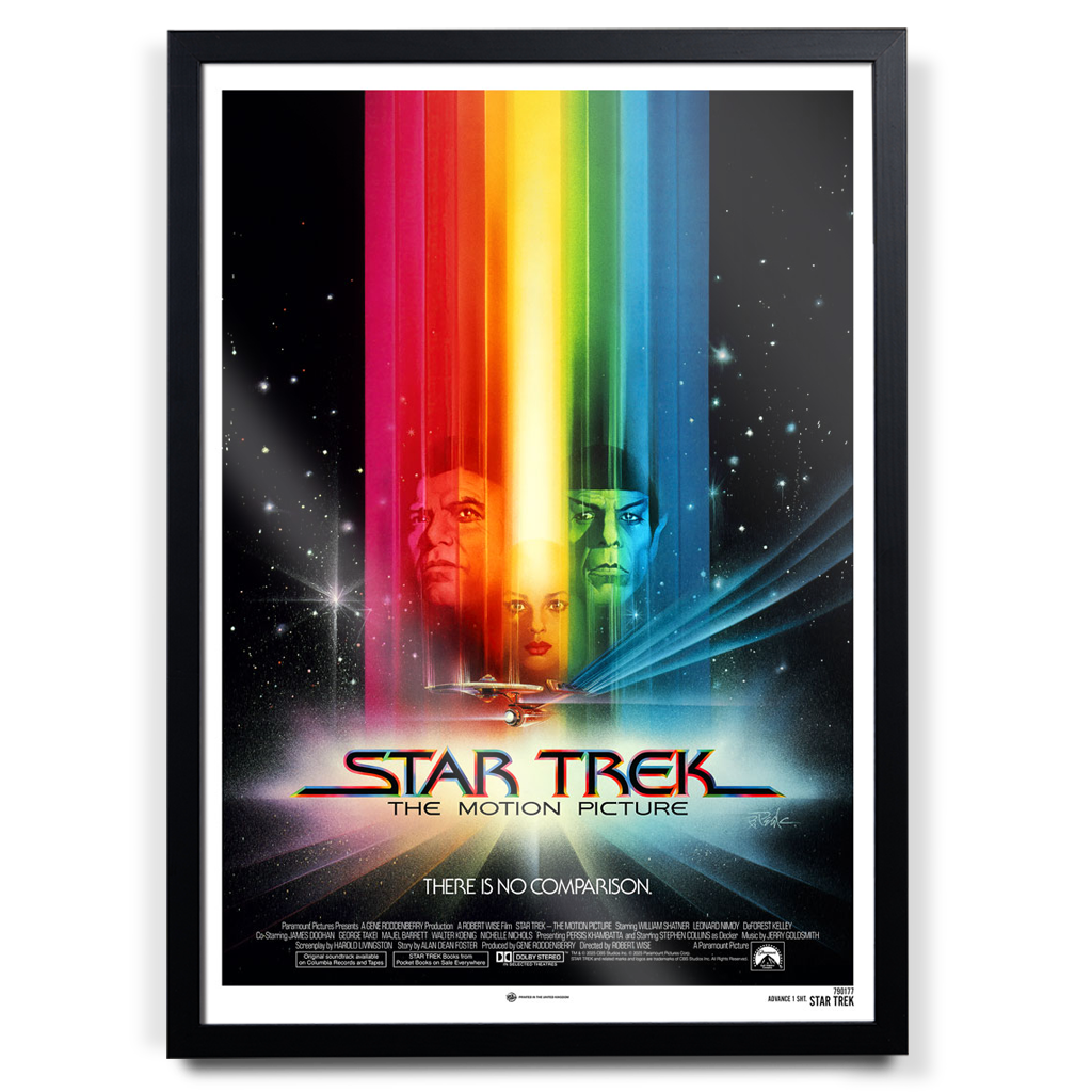 Star Trek movie poster with colorful light effect and black frame