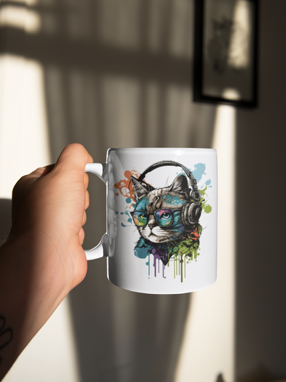 Cat  DJ White Mug