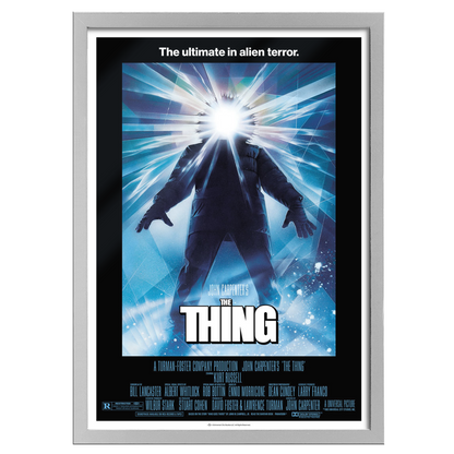 Movie poster for 'The Thing' with a silver frame.