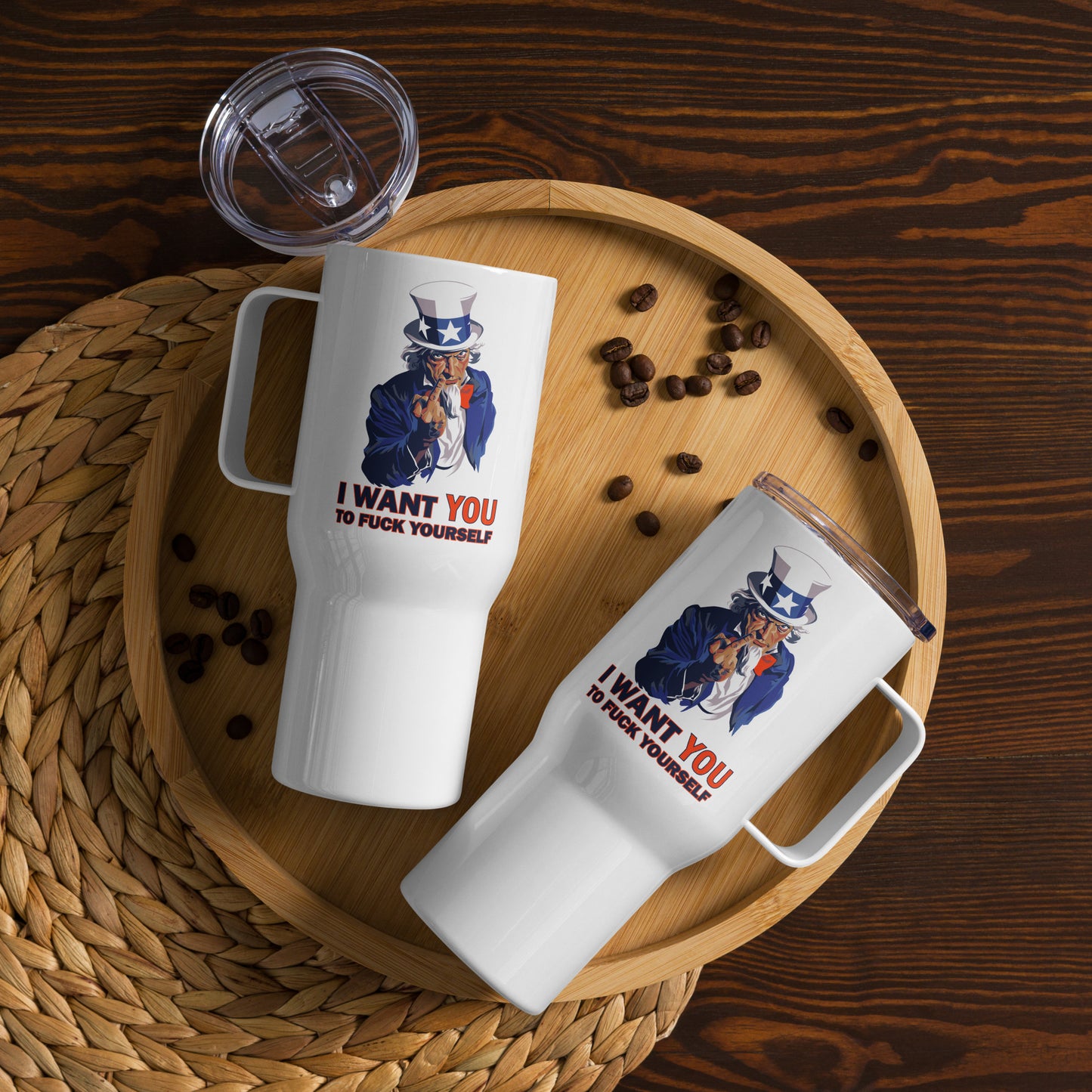 Uncle Sam Travel mug, Thermal Mug with Handle
