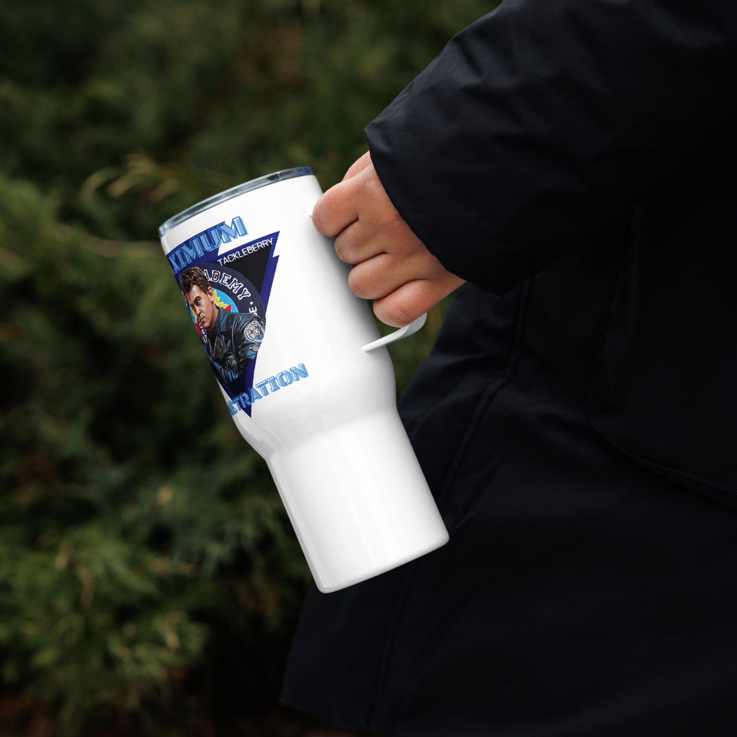 Police Academy Travel mug, Thermal Mug with Handle.