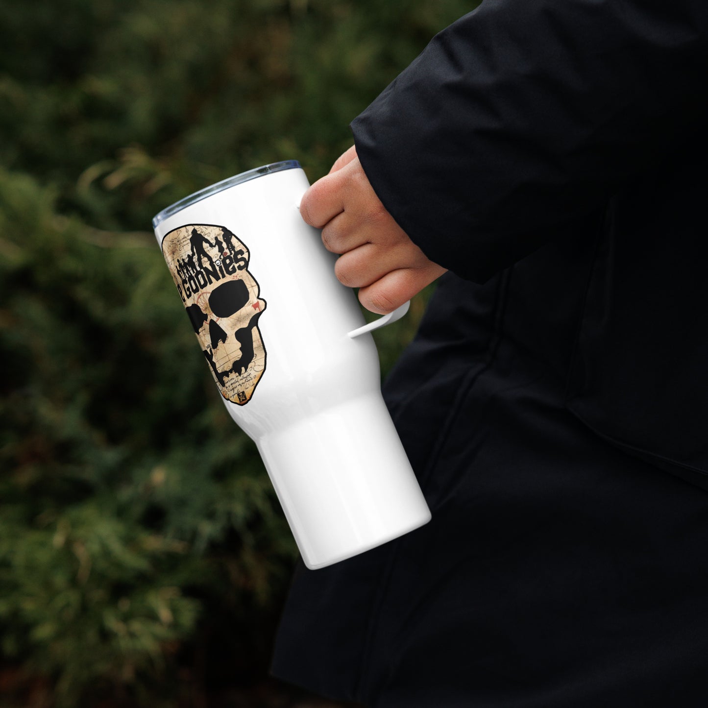 Goonies Travel mug, Thermal Mug with Handle.