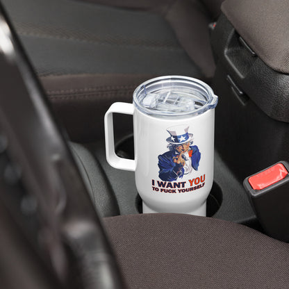 Uncle Sam Travel mug, Thermal Mug with Handle