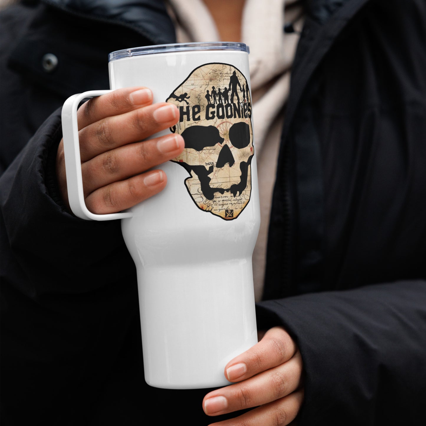 Goonies Travel mug, Thermal Mug with Handle.