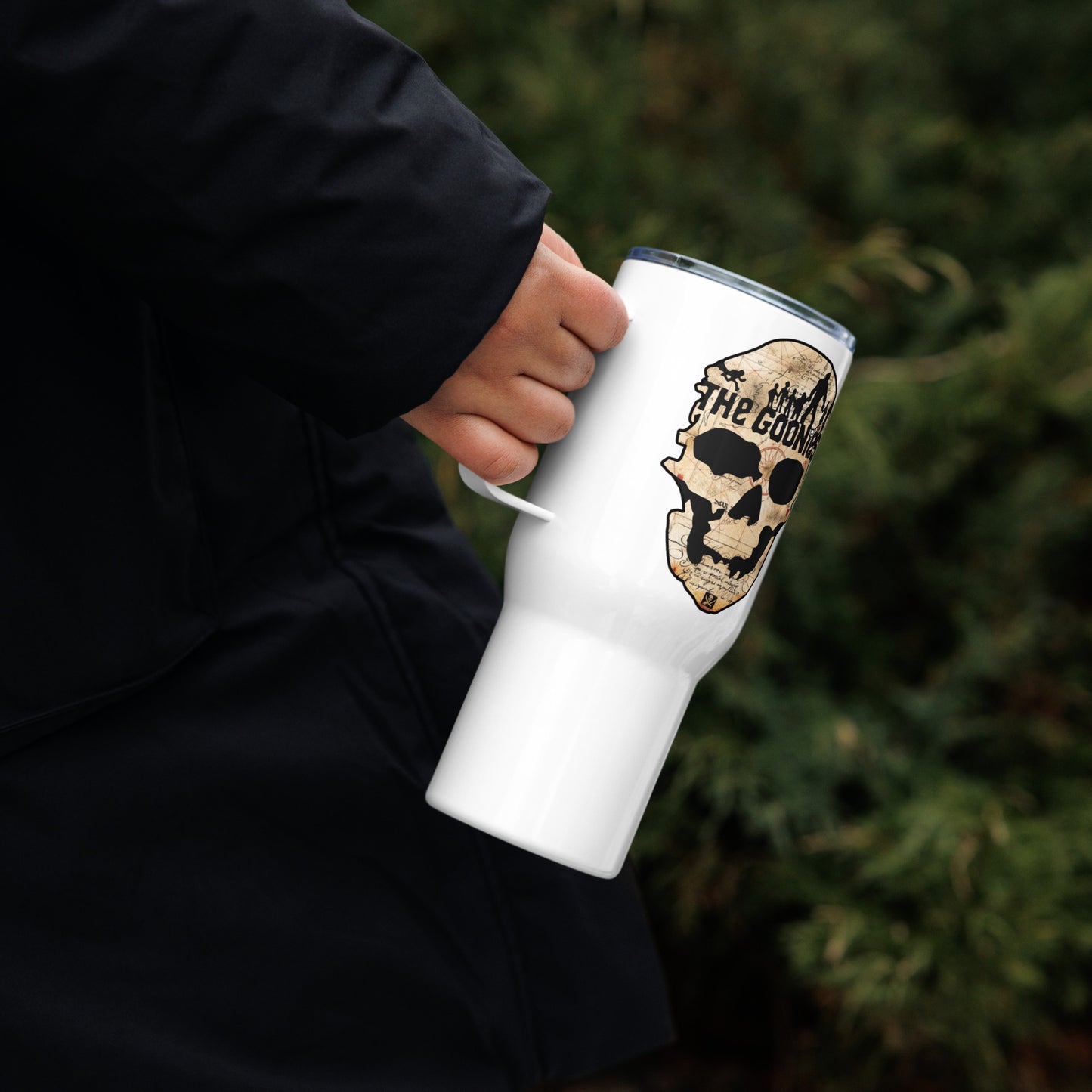 Goonies Travel mug, Thermal Mug with Handle.