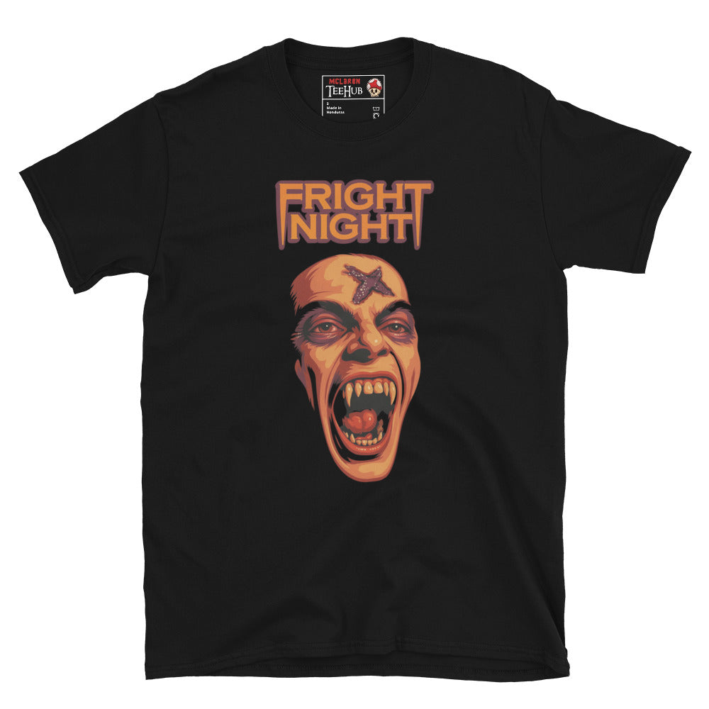 Black Fright Night vampire T-shirt with fanged Ed monster graphic – McLaren T-Hub exclusive