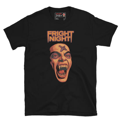 Black Fright Night vampire T-shirt with fanged Ed monster graphic – McLaren T-Hub exclusive