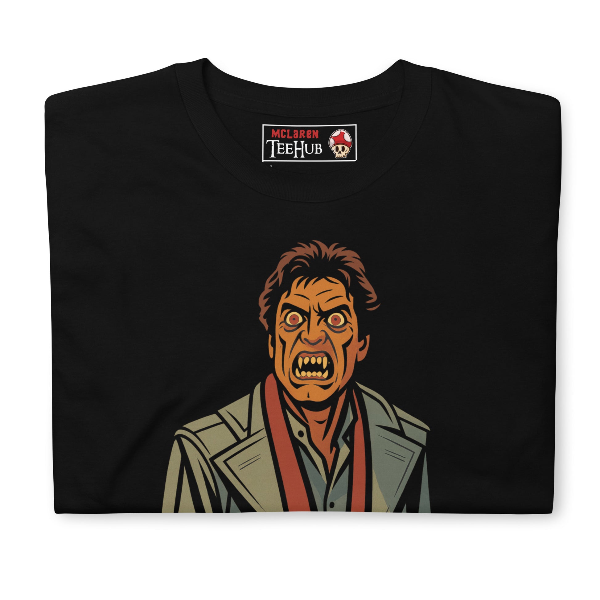 80s horror movie Fright Night Black t-shirt with Jerry Dandrige vampire artwork