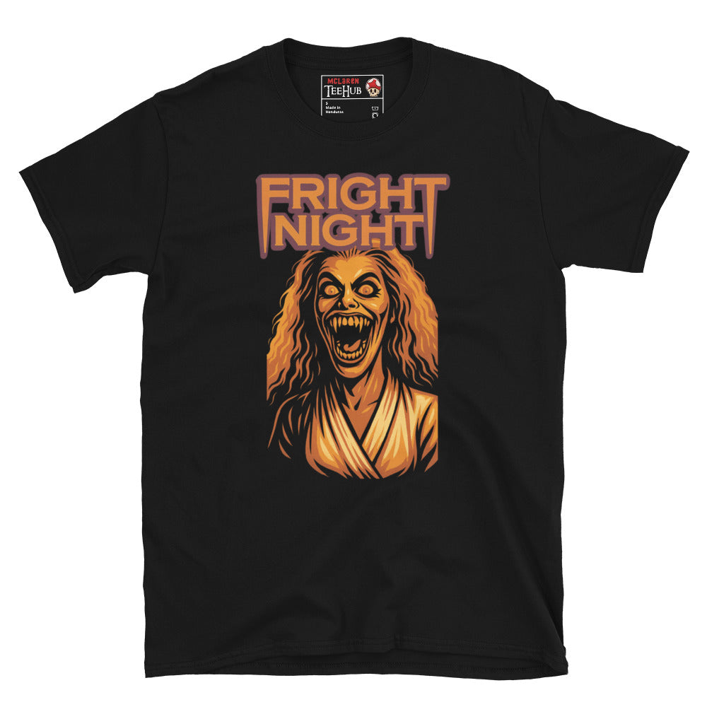 Fright Night Amy vampire transformation T-shirt with screaming monster graphic – McLaren T-Hub exclusive