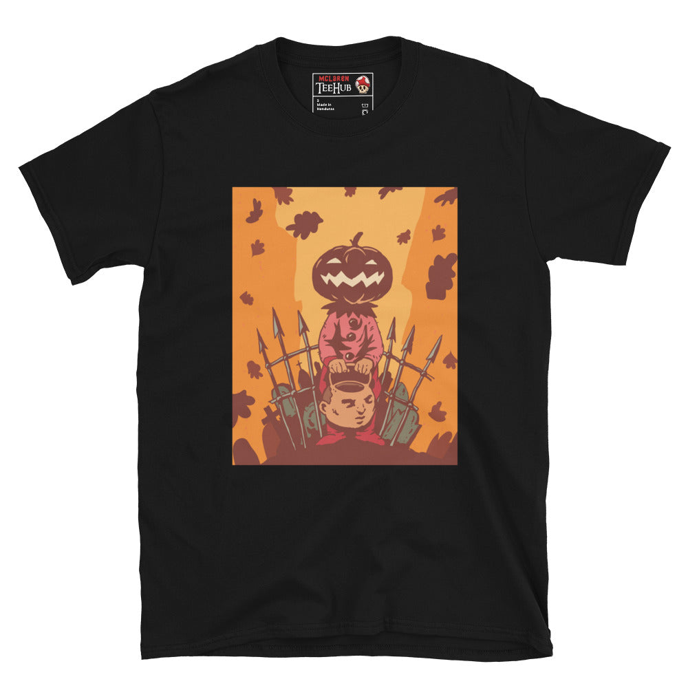Pumpkin King Halloween T-Shirt in Black – spooky pumpkin head character artwork – exclusive McLaren TeeHub design