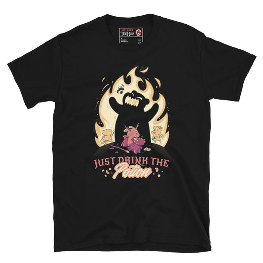 Dark fantasy cartoon villain potion shirt – black Halloween graphic tee – McLaren TeeHub limited edition